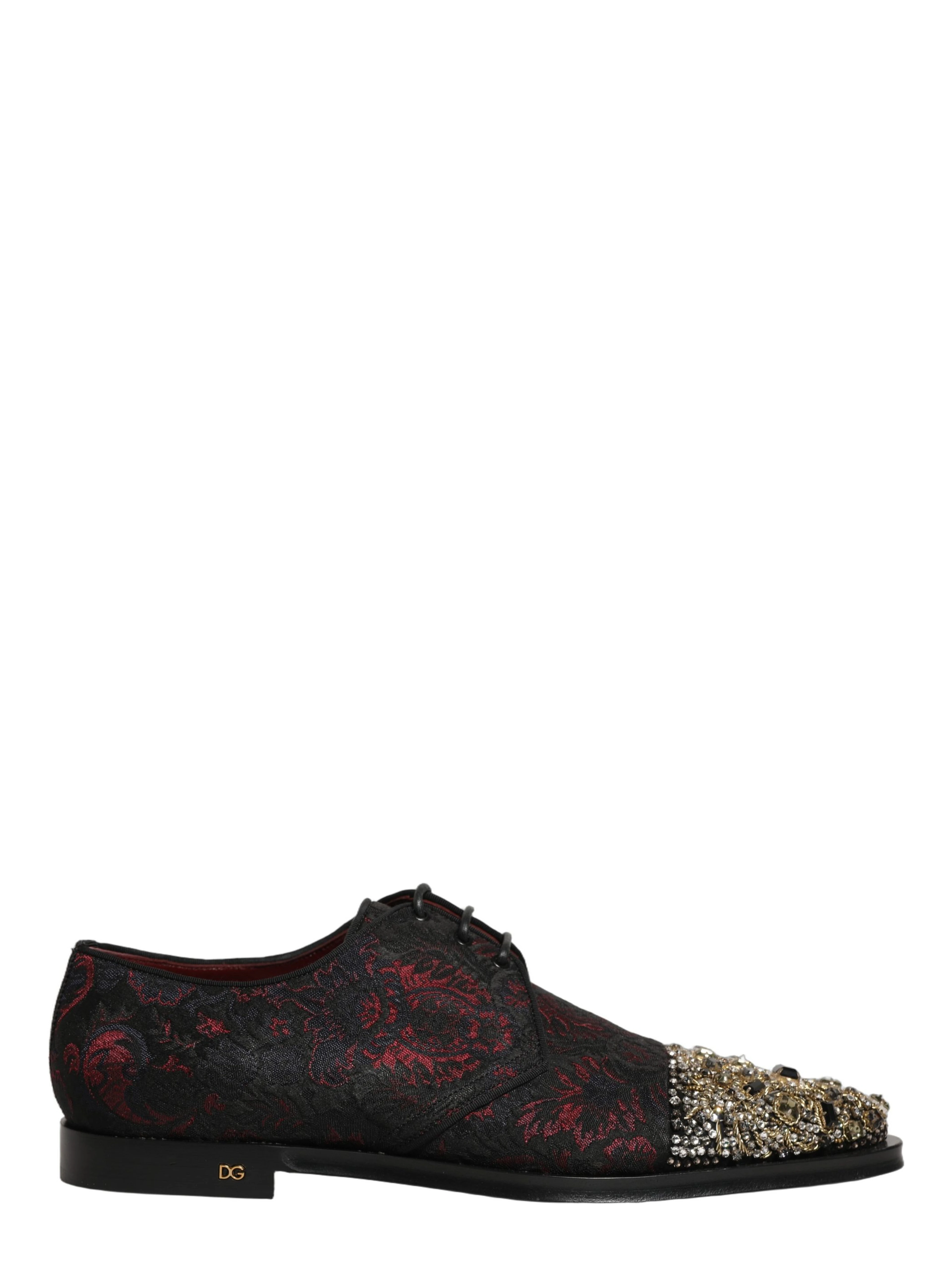 Black Red Embellished Derby Dress Formal Shoes