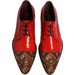 Red Embellished Men Derby Dress Formal Shoes