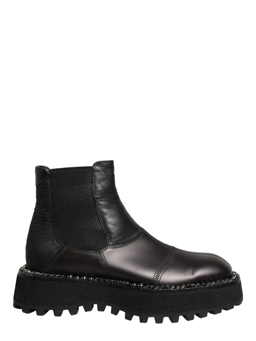 Black Leather Slip On Chelsea Boots Shoes