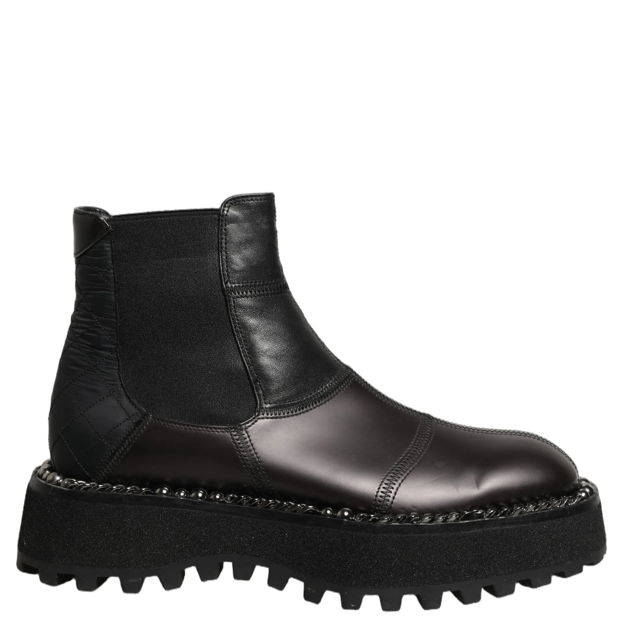 Black Leather Slip On Chelsea Boots Shoes