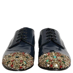 Blue Embellished Men Derby Dress Formal Shoes