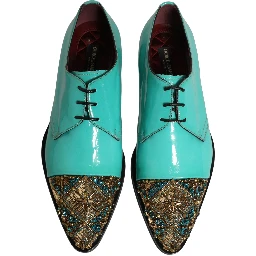 Aqua Blue Embellished Derby Dress Formal Shoes