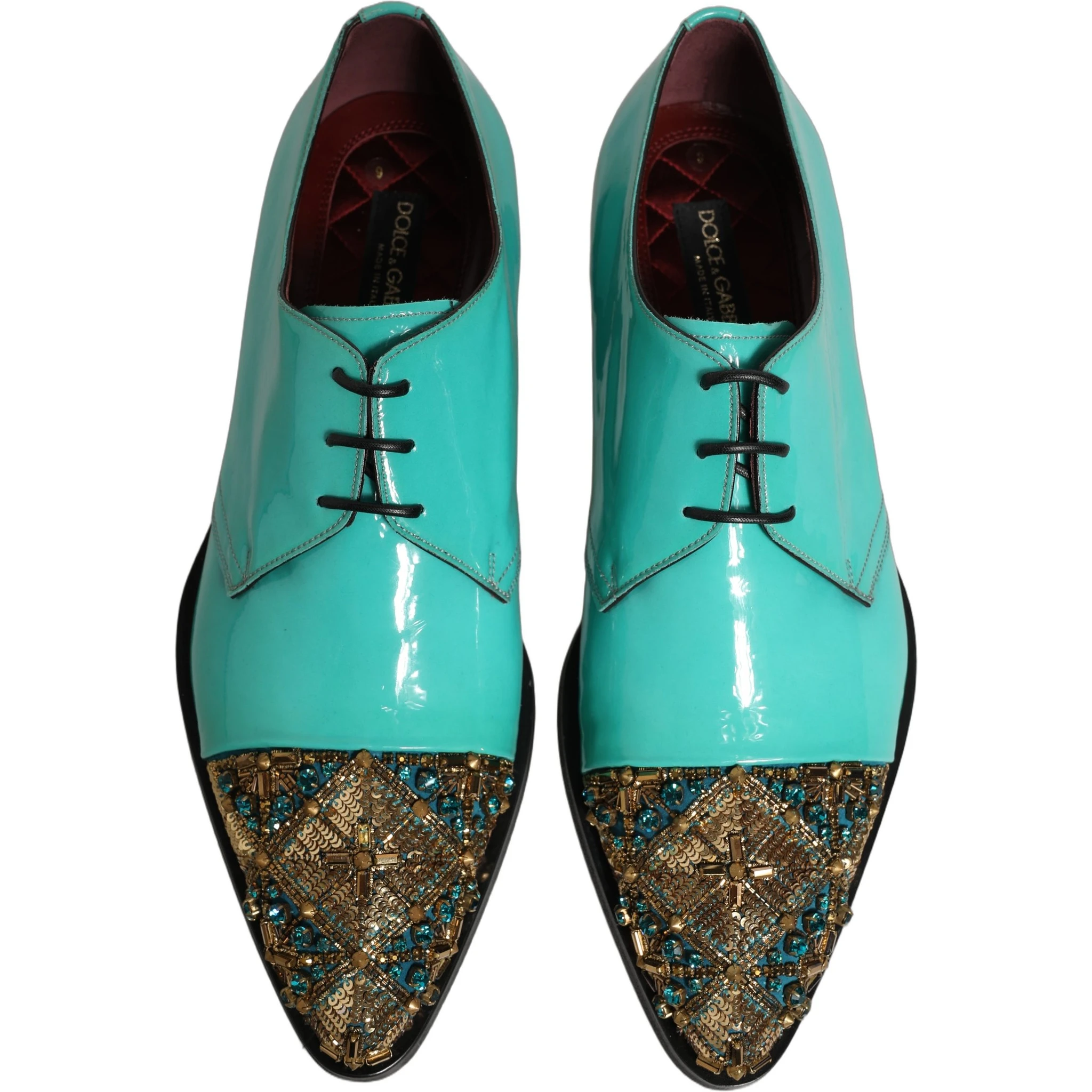 Aqua Blue Embellished Derby Dress Formal Shoes