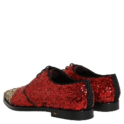 Red Sequin Embellished Men Derby Dress Shoes