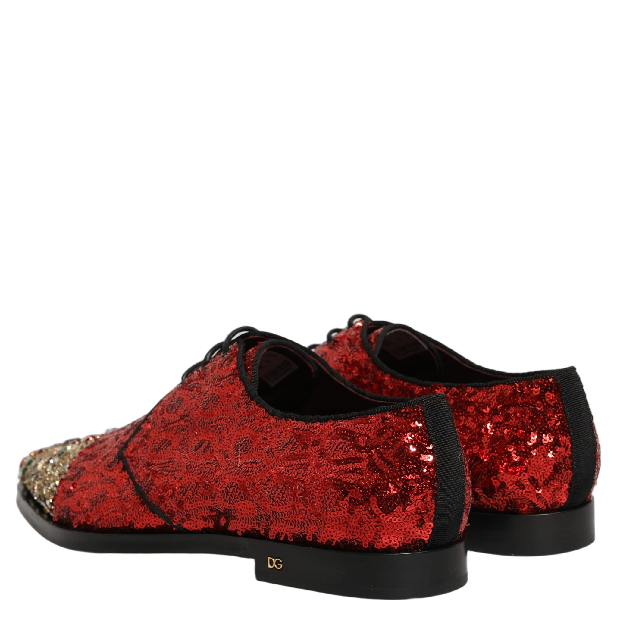 Red Sequin Embellished Men Derby Dress Shoes