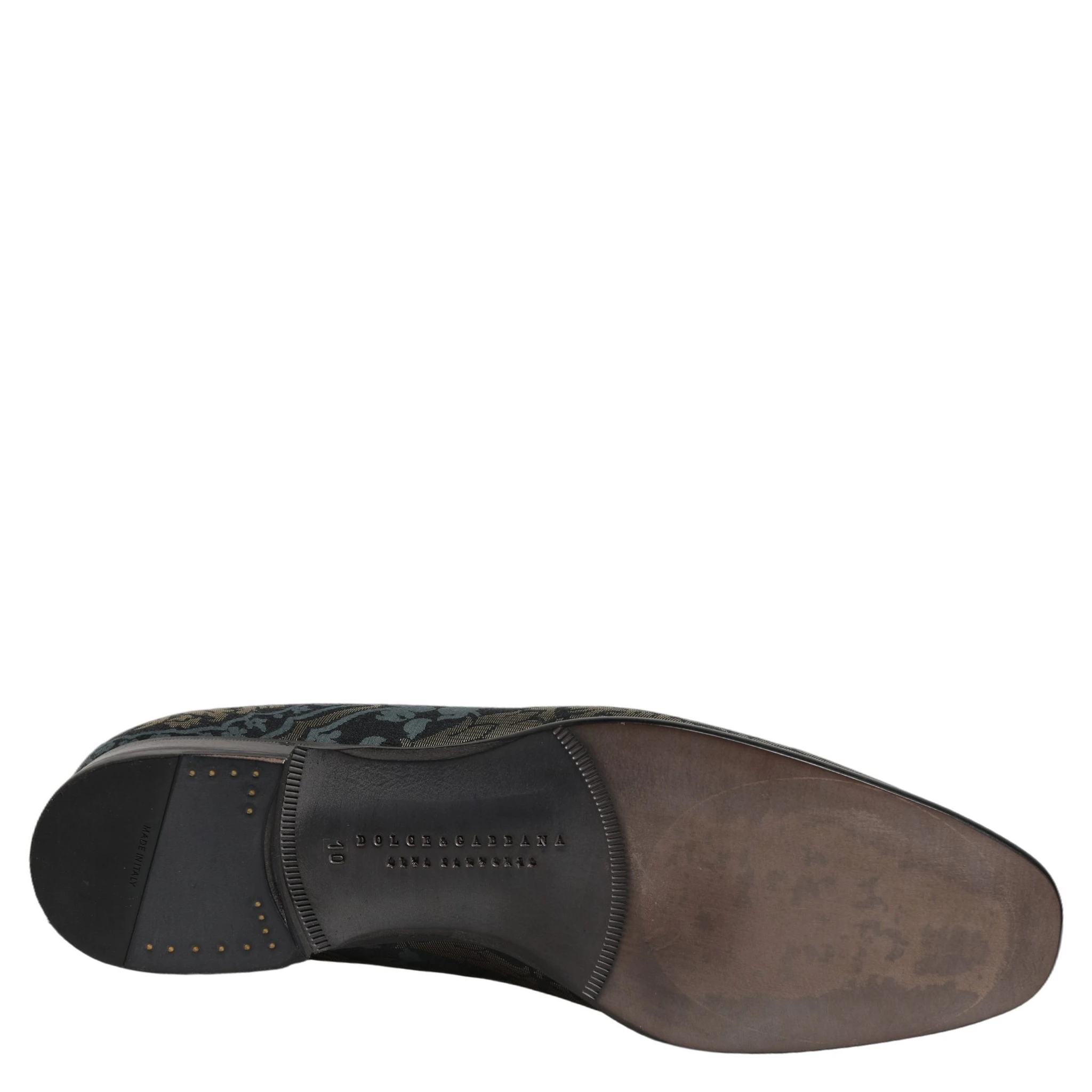 Black Floral Brocade Slip On Loafers Shoes