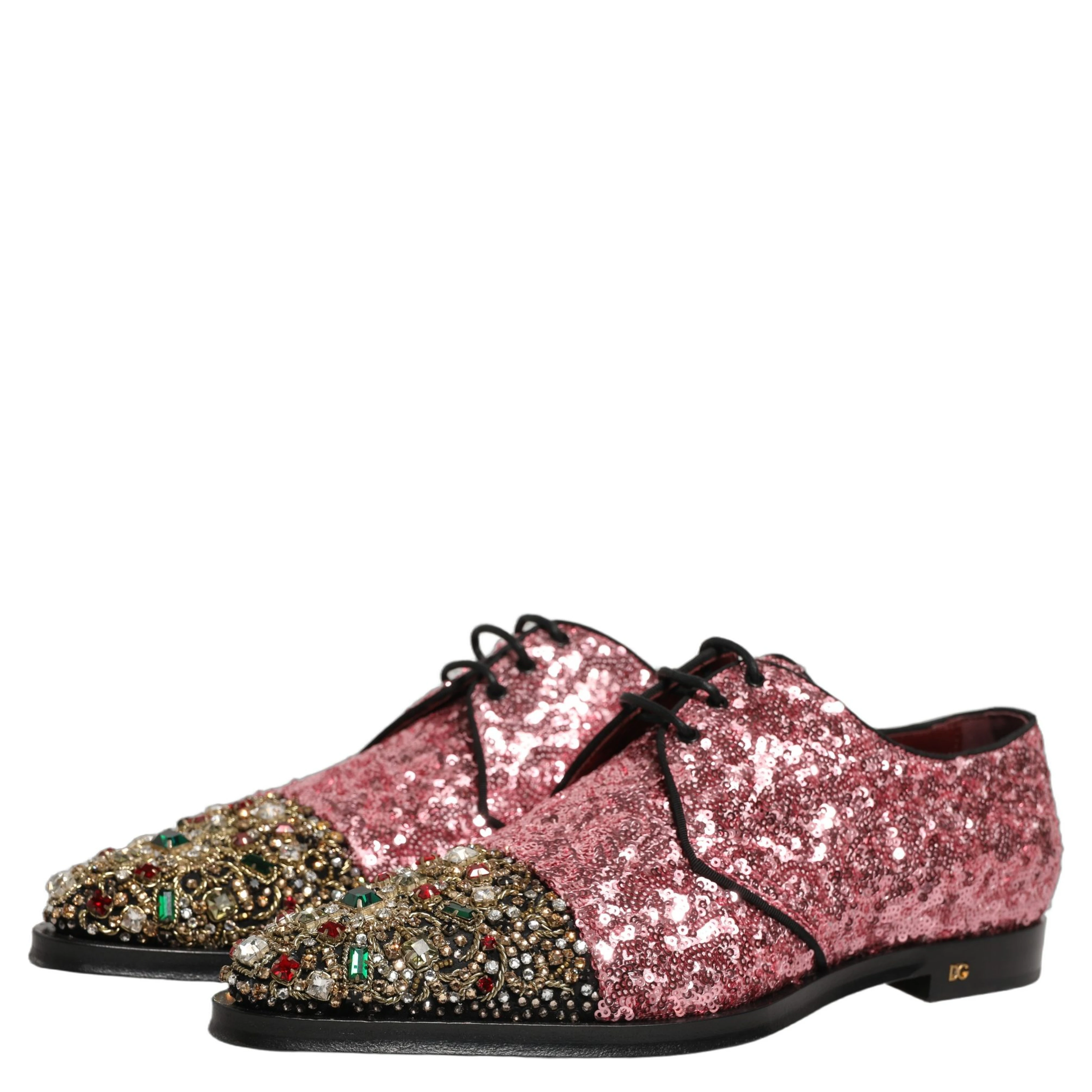 Pink Sequin Embellished Men Derby Dress Shoes
