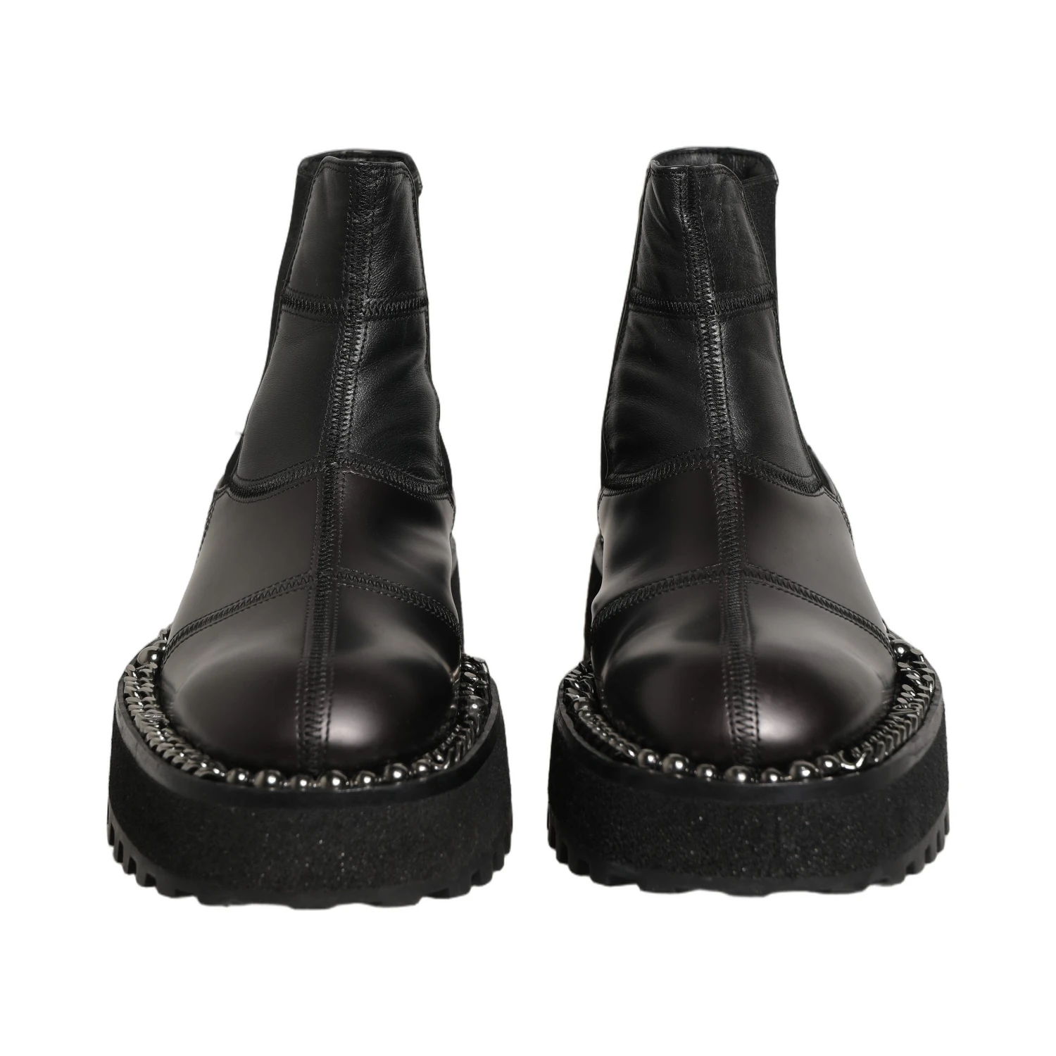 Black Leather Slip On Chelsea Boots Shoes