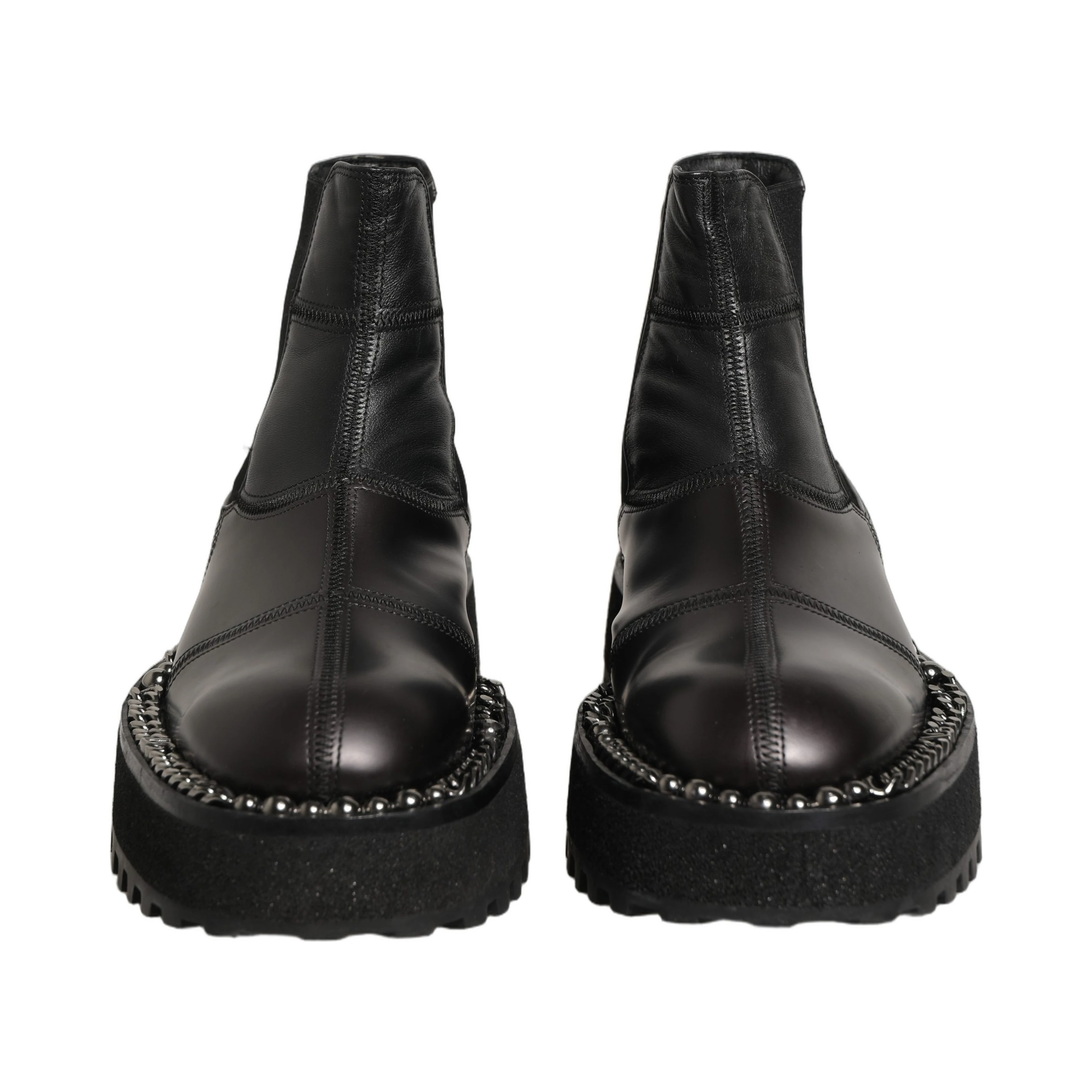 Black Leather Slip On Chelsea Boots Shoes