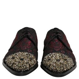 Black Red Embellished Derby Dress Formal Shoes