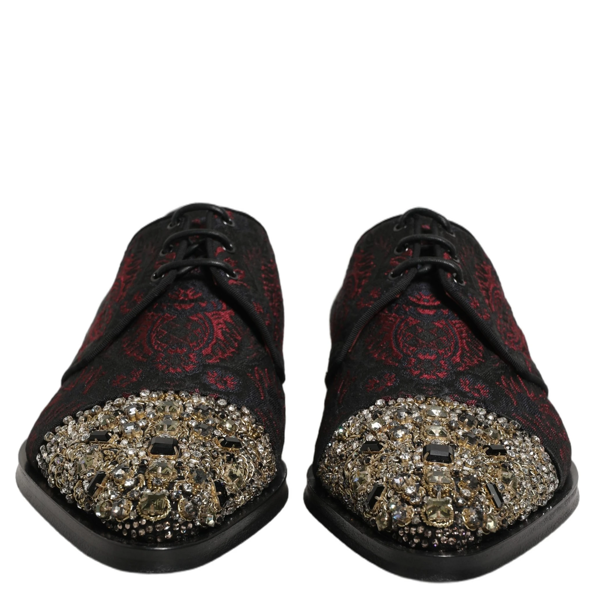 Black Red Embellished Derby Dress Formal Shoes