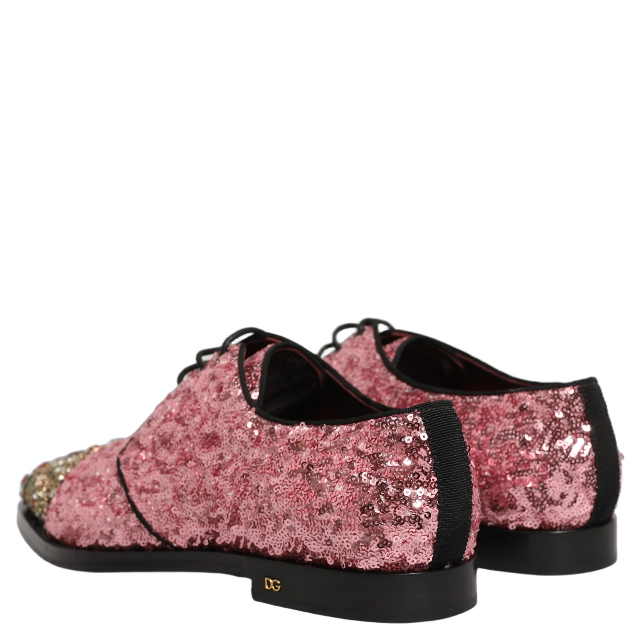 Pink Sequin Embellished Men Derby Dress Shoes