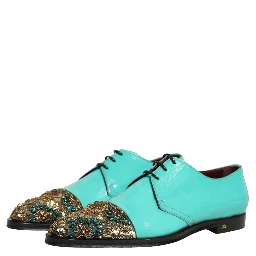 Aqua Blue Embellished Derby Dress Formal Shoes
