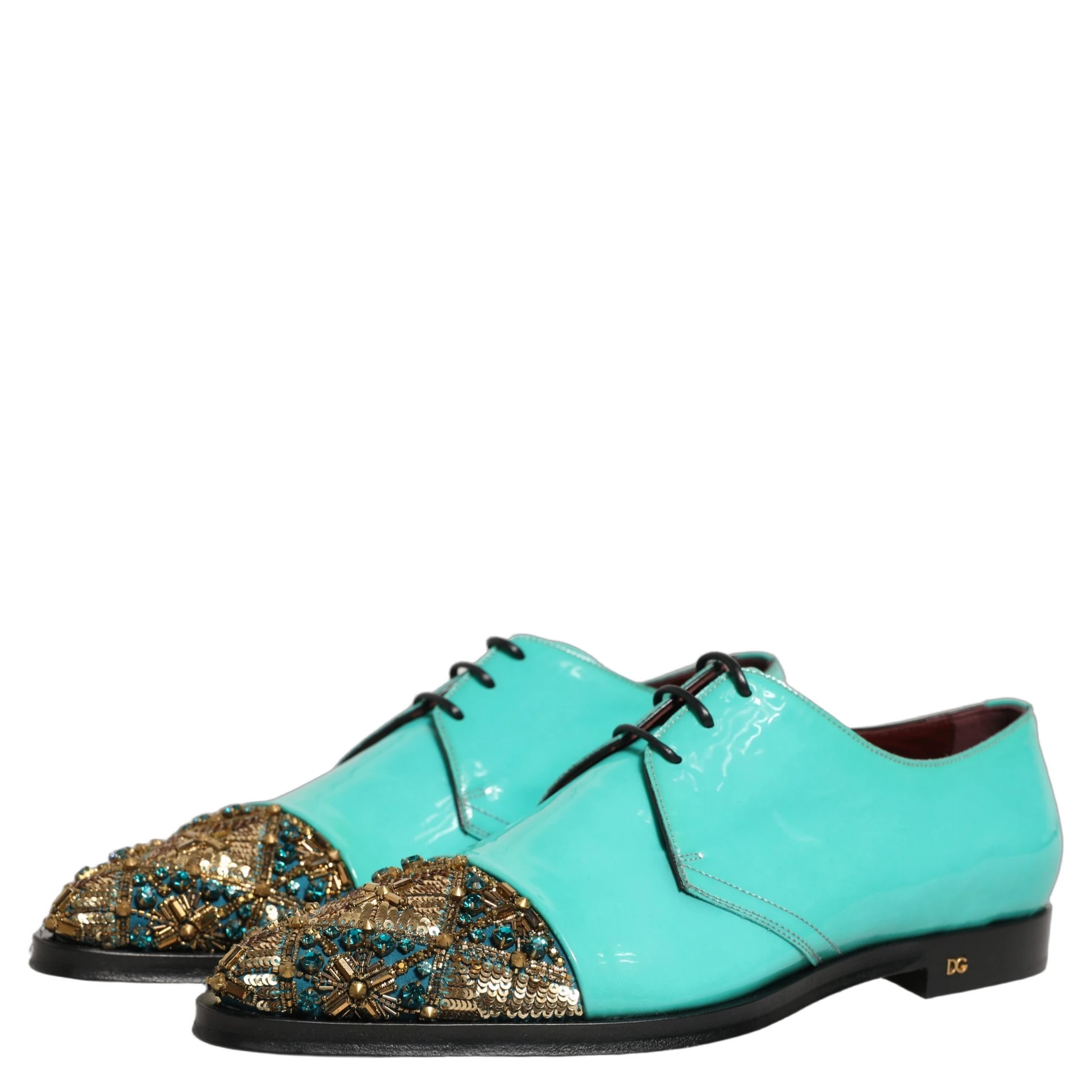 Aqua Blue Embellished Derby Dress Formal Shoes
