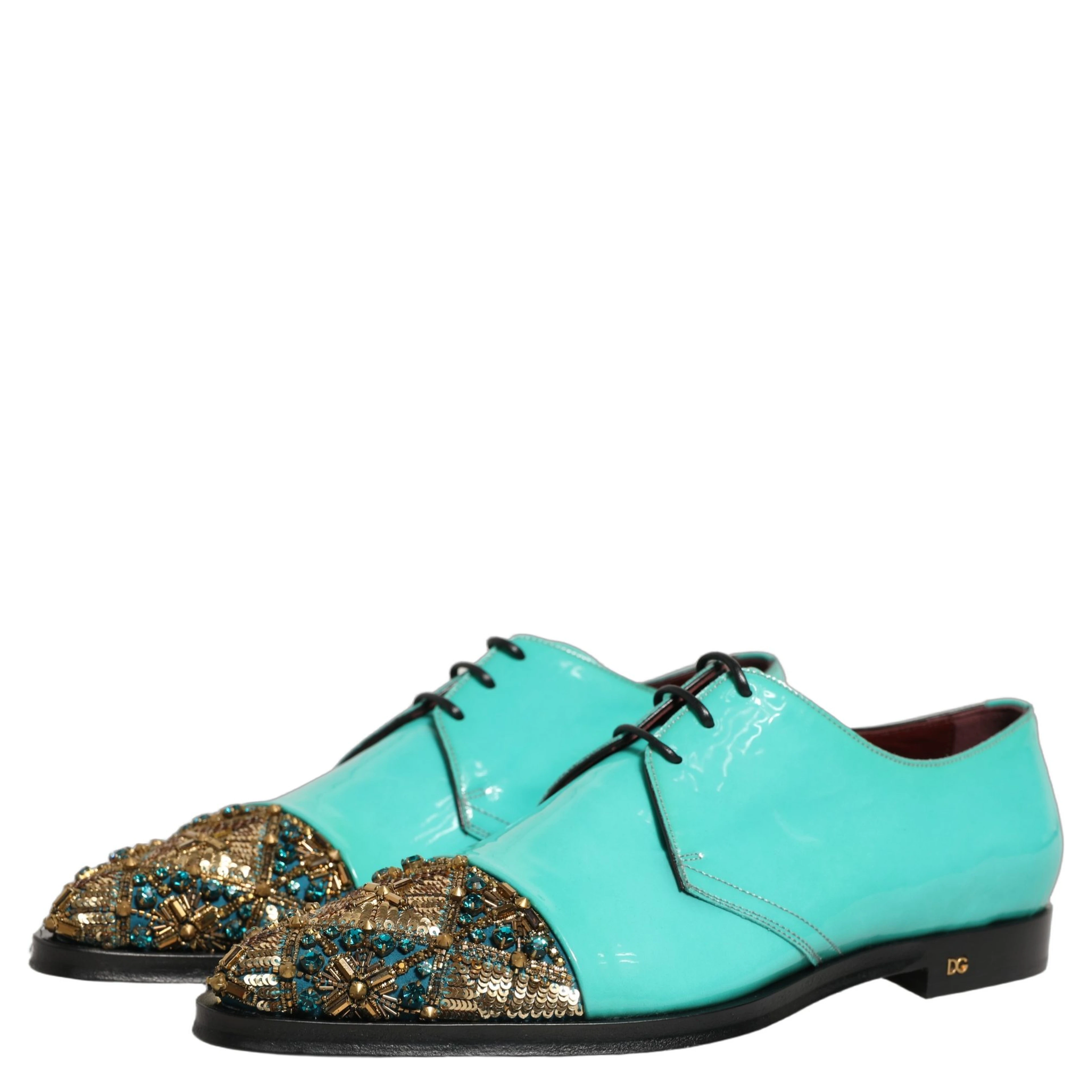 Aqua Blue Embellished Derby Dress Formal Shoes