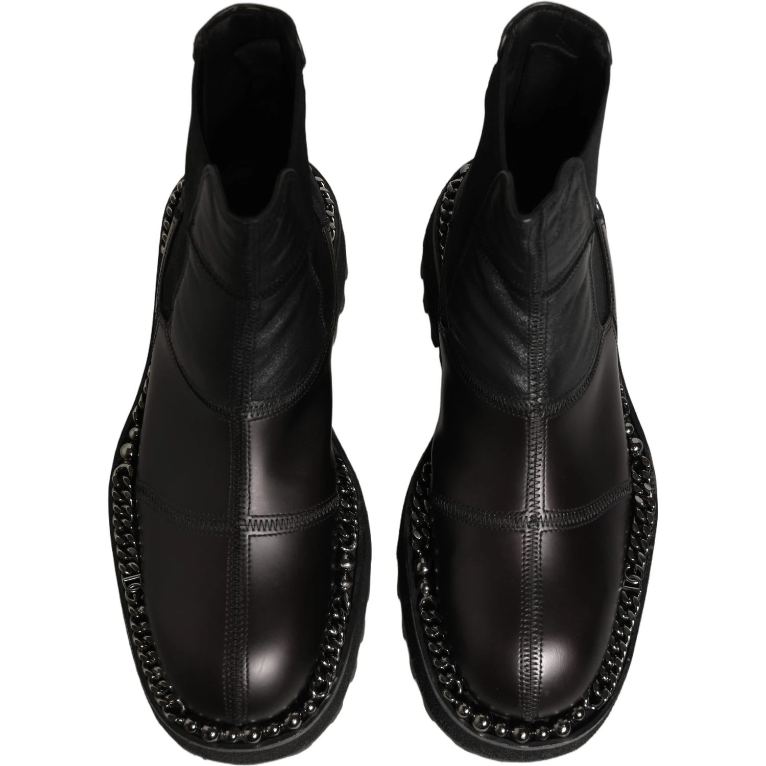Black Leather Slip On Chelsea Boots Shoes