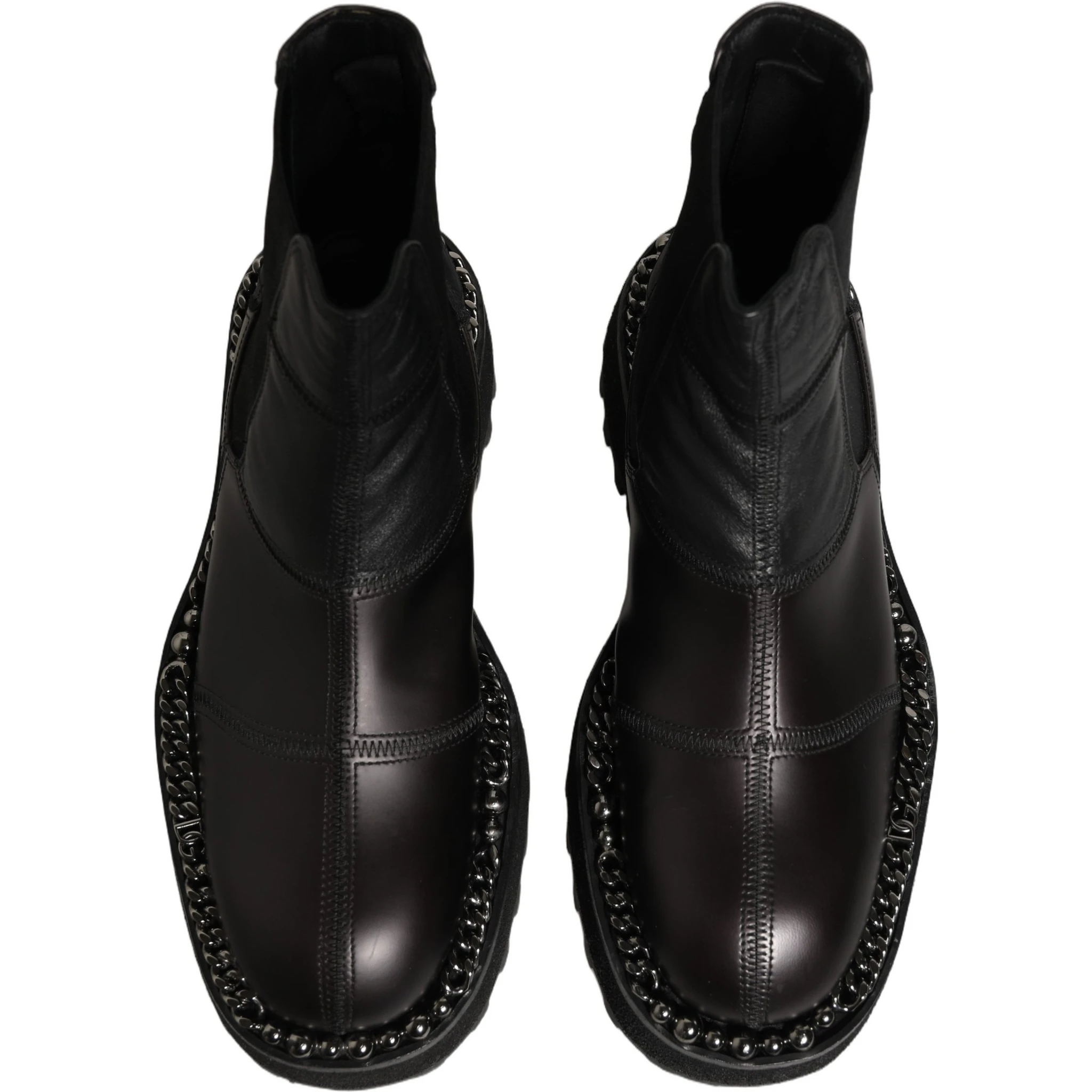 Black Leather Slip On Chelsea Boots Shoes