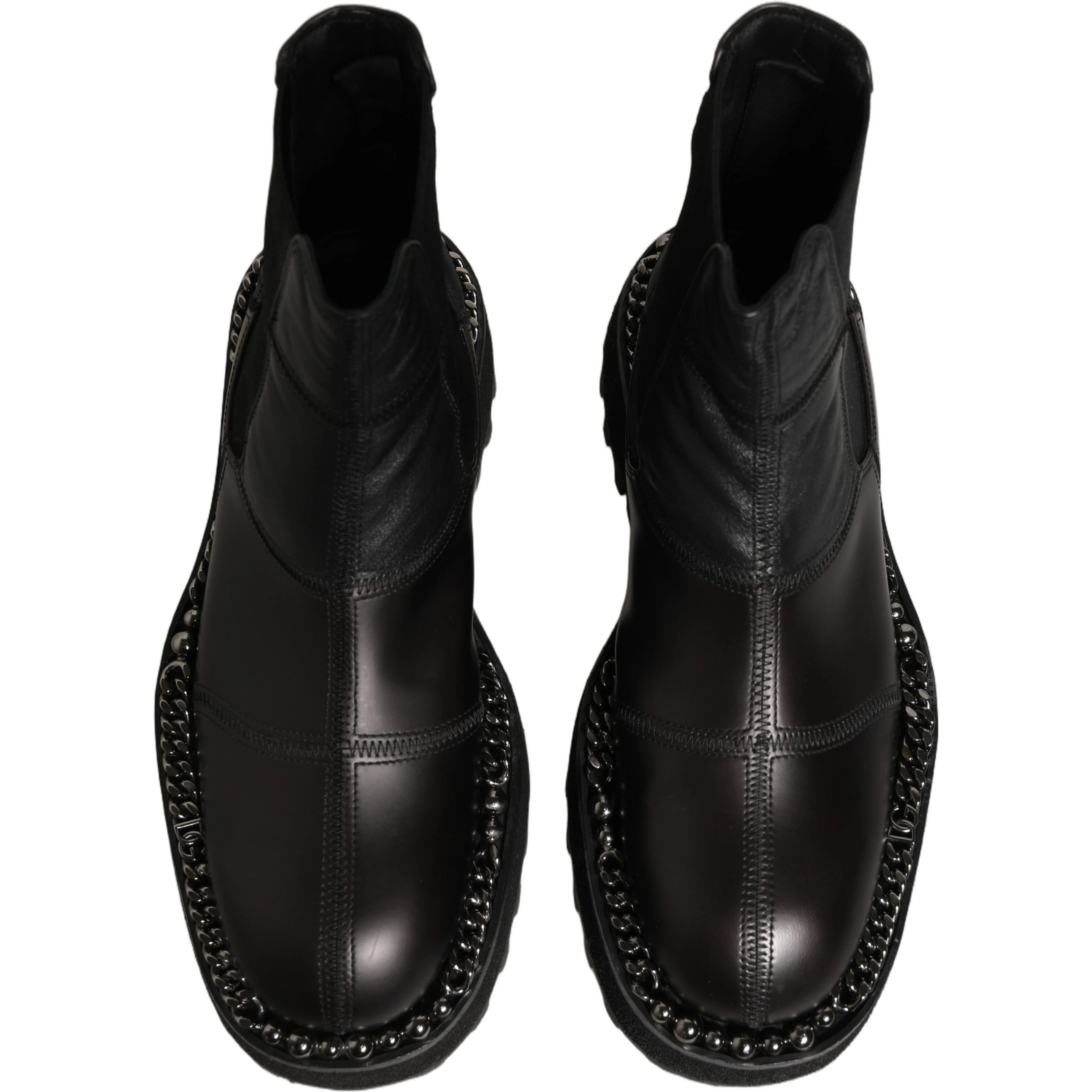 Black Leather Slip On Chelsea Boots Shoes