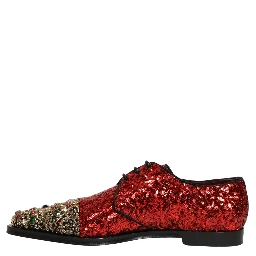 Red Sequin Embellished Men Derby Dress Shoes