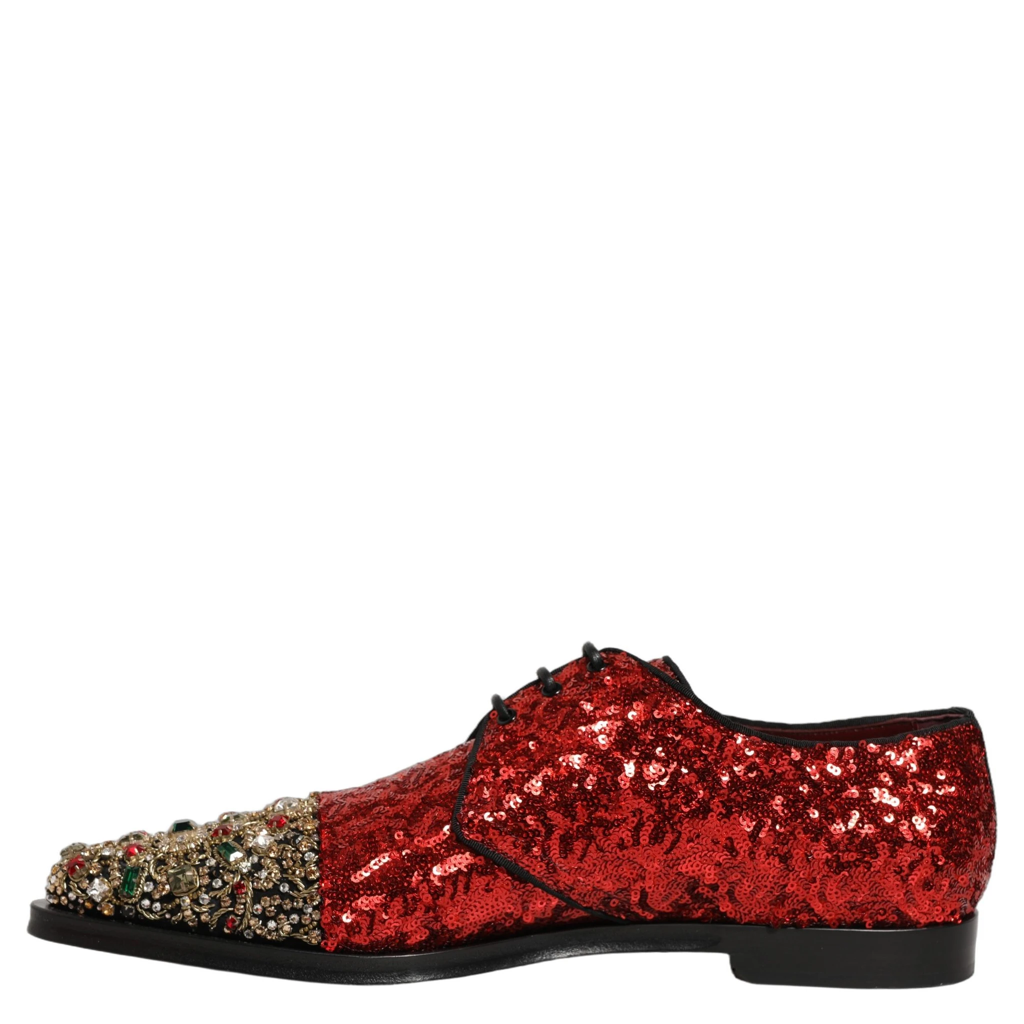 Red Sequin Embellished Men Derby Dress Shoes