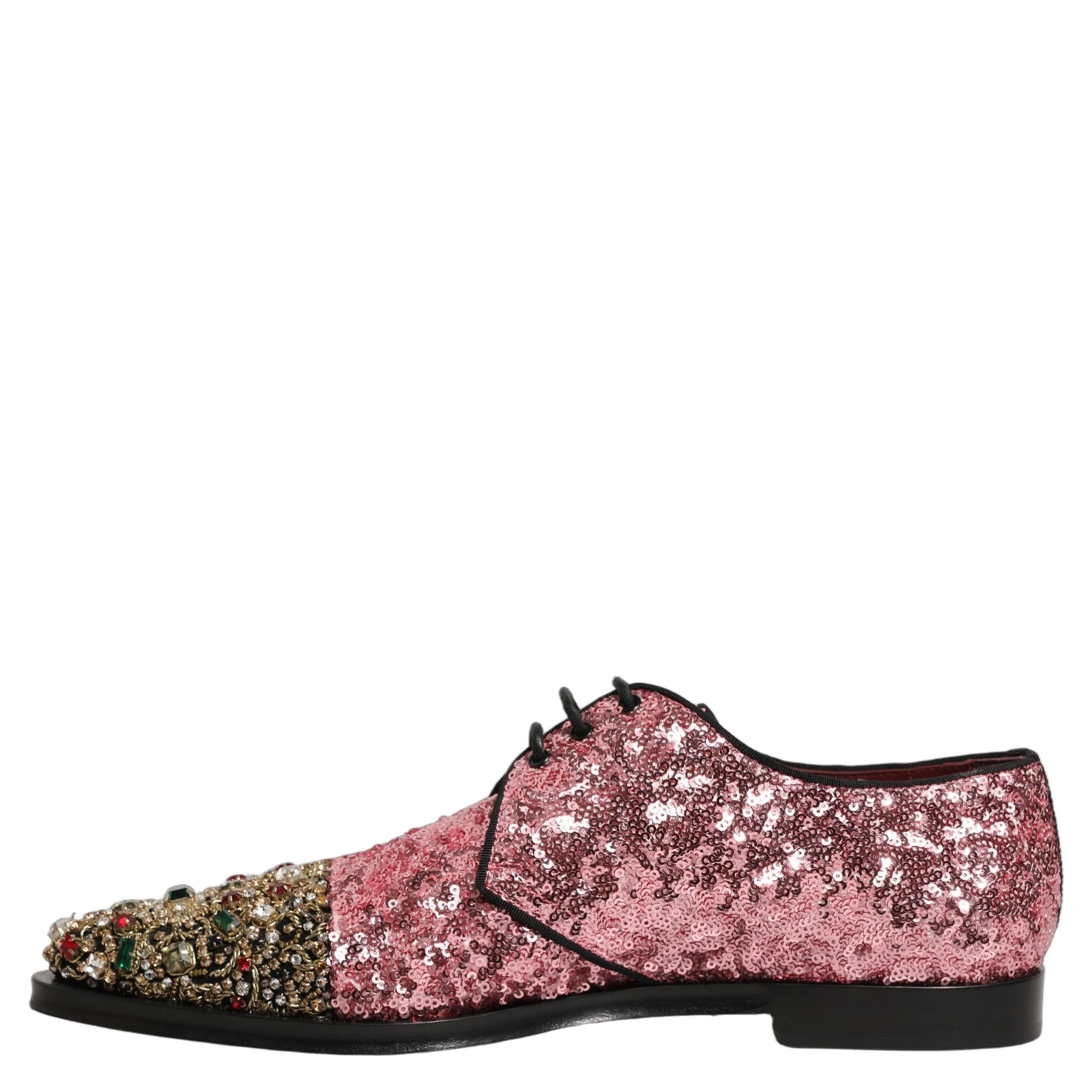Pink Sequin Embellished Men Derby Dress Shoes