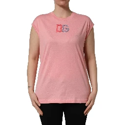 Pink Cotton DG Logo Round Neck Tank T-shirt