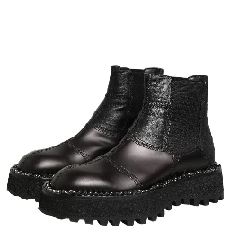 Black Leather Slip On Chelsea Boots Shoes