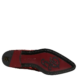 Red Sequin Embellished Men Derby Dress Shoes