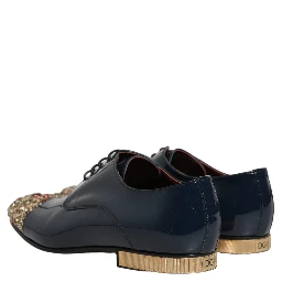 Blue Embellished Men Derby Dress Formal Shoes