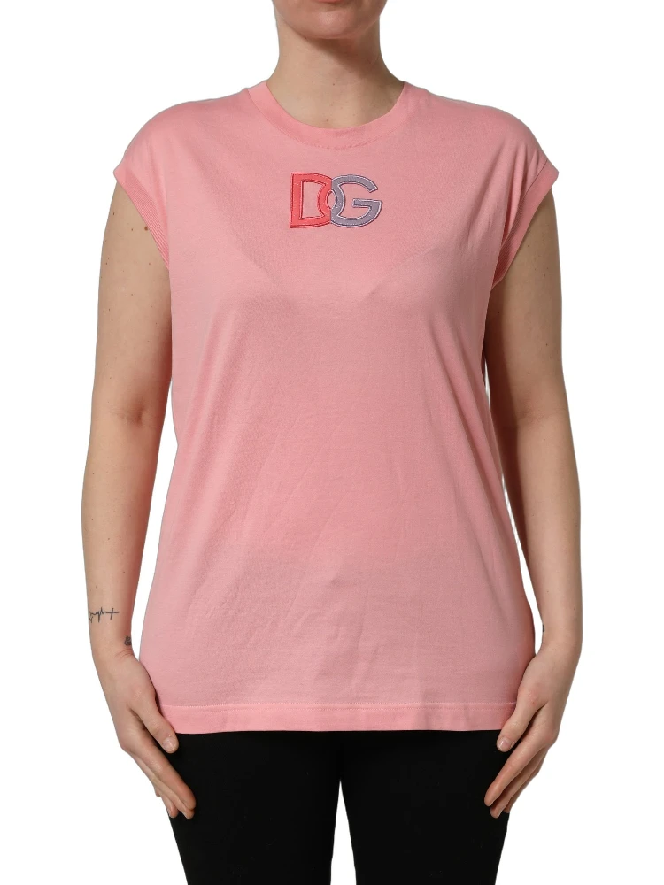 Pink Cotton DG Logo Round Neck Tank T-shirt alternative