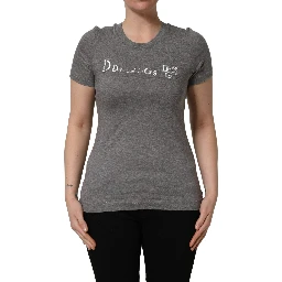 Gray Logo Embroidery Short Sleeve T-shirt