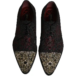 Black Red Embellished Derby Dress Formal Shoes