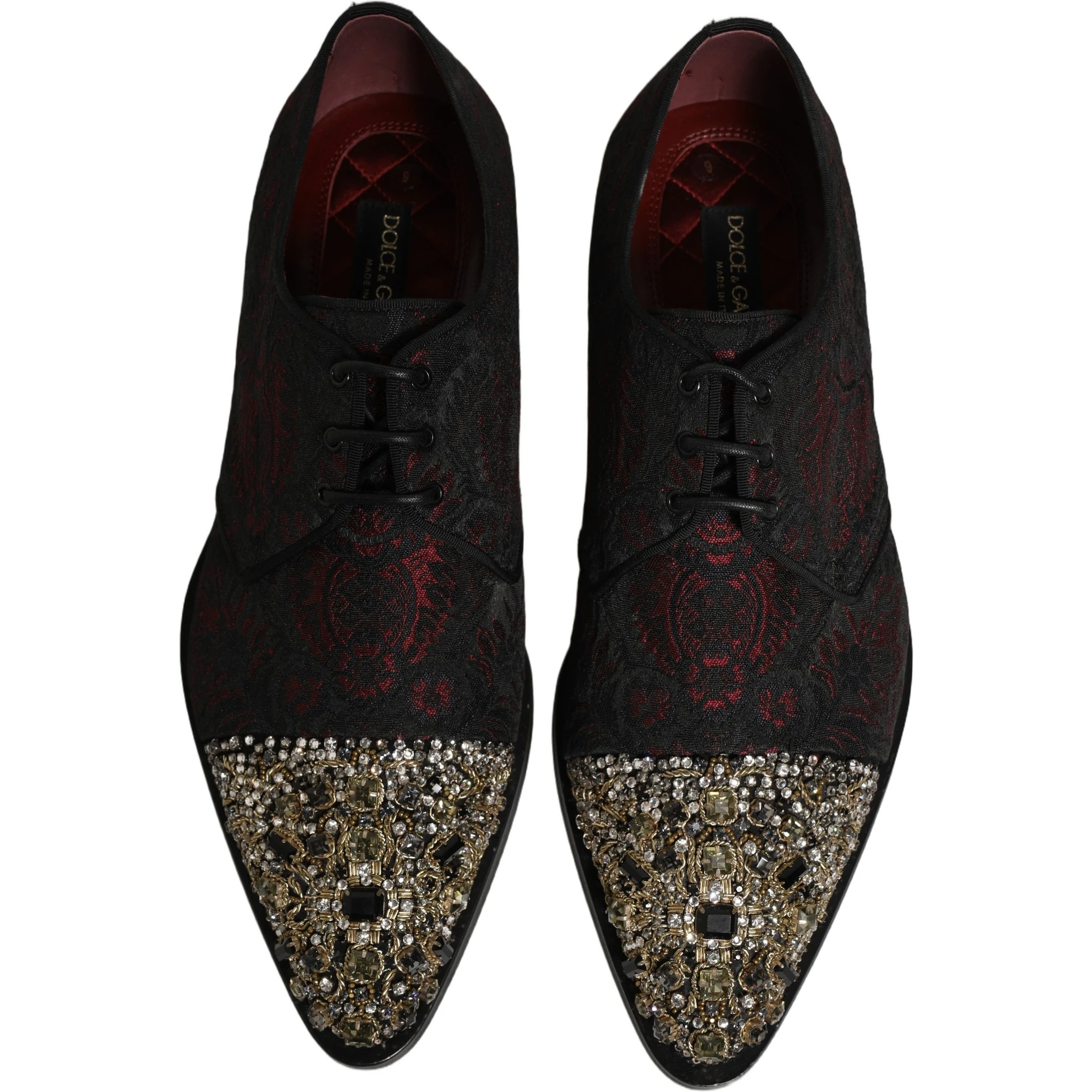 Black Red Embellished Derby Dress Formal Shoes