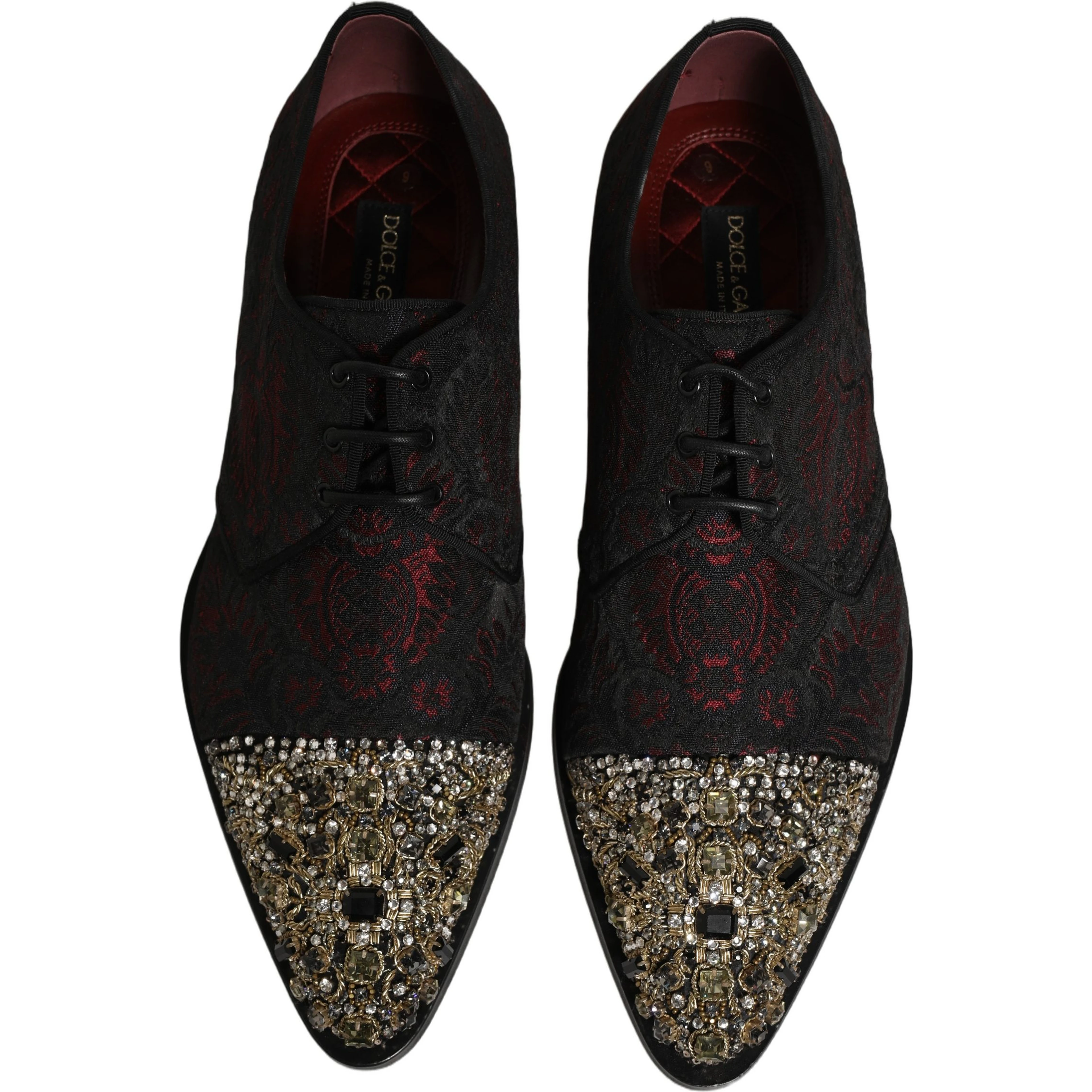 Black Red Embellished Derby Dress Formal Shoes