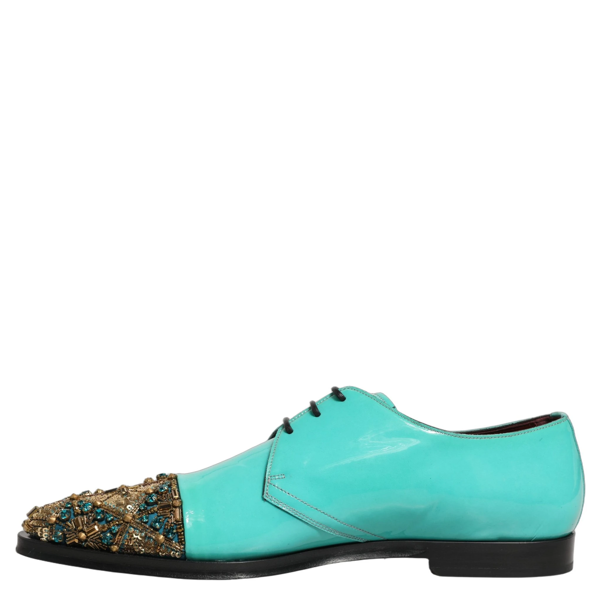 Aqua Blue Embellished Derby Dress Formal Shoes