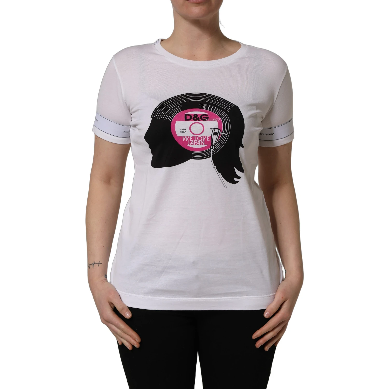 White D&G WE LOVE JAPAN Print Cotton T-shirt