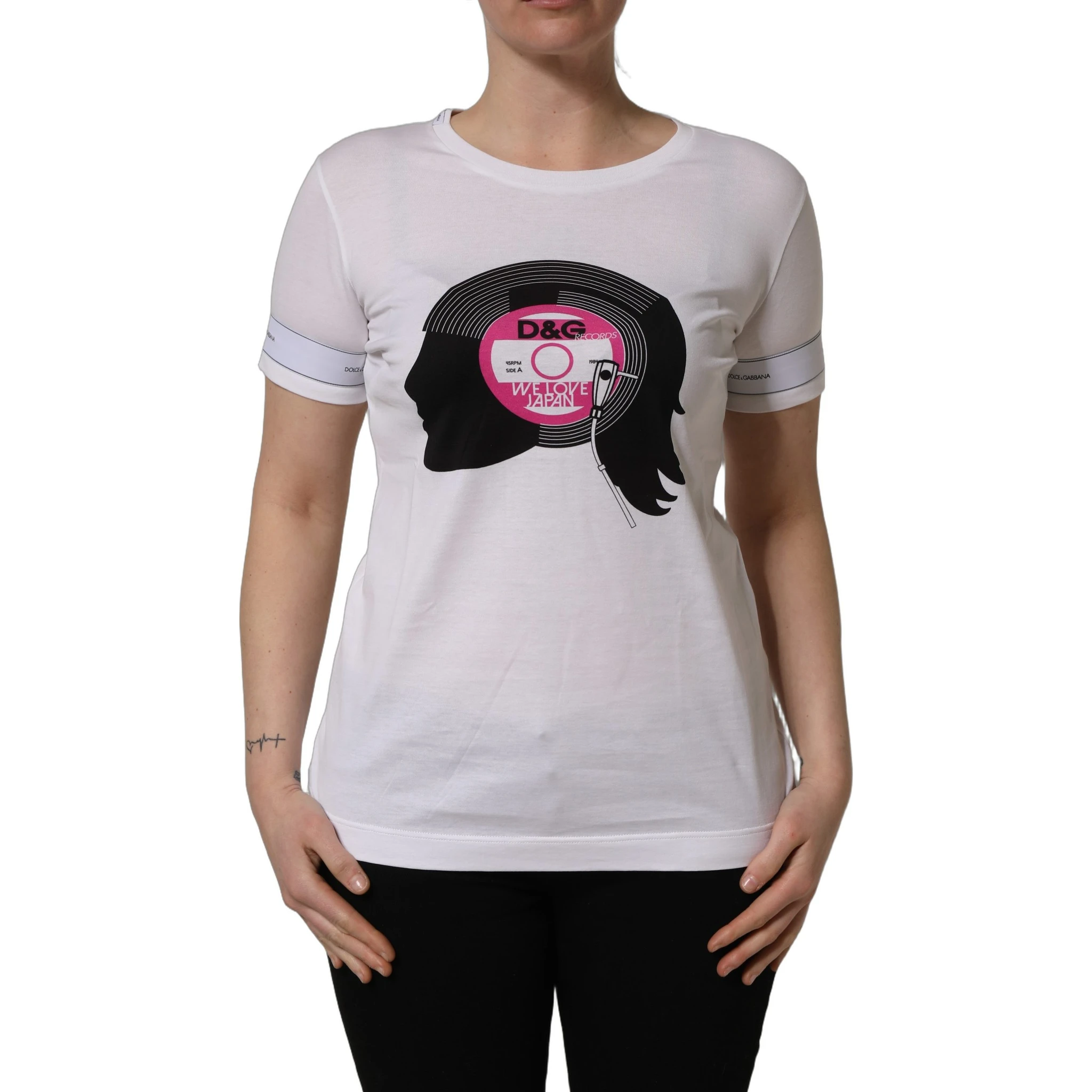 White D&G WE LOVE JAPAN Print Cotton T-shirt