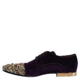Violet Suede Embellished Derby Dress Shoes