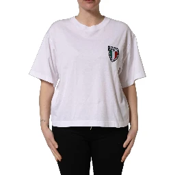 White Italia Flag Patch Round Neck T-shirt