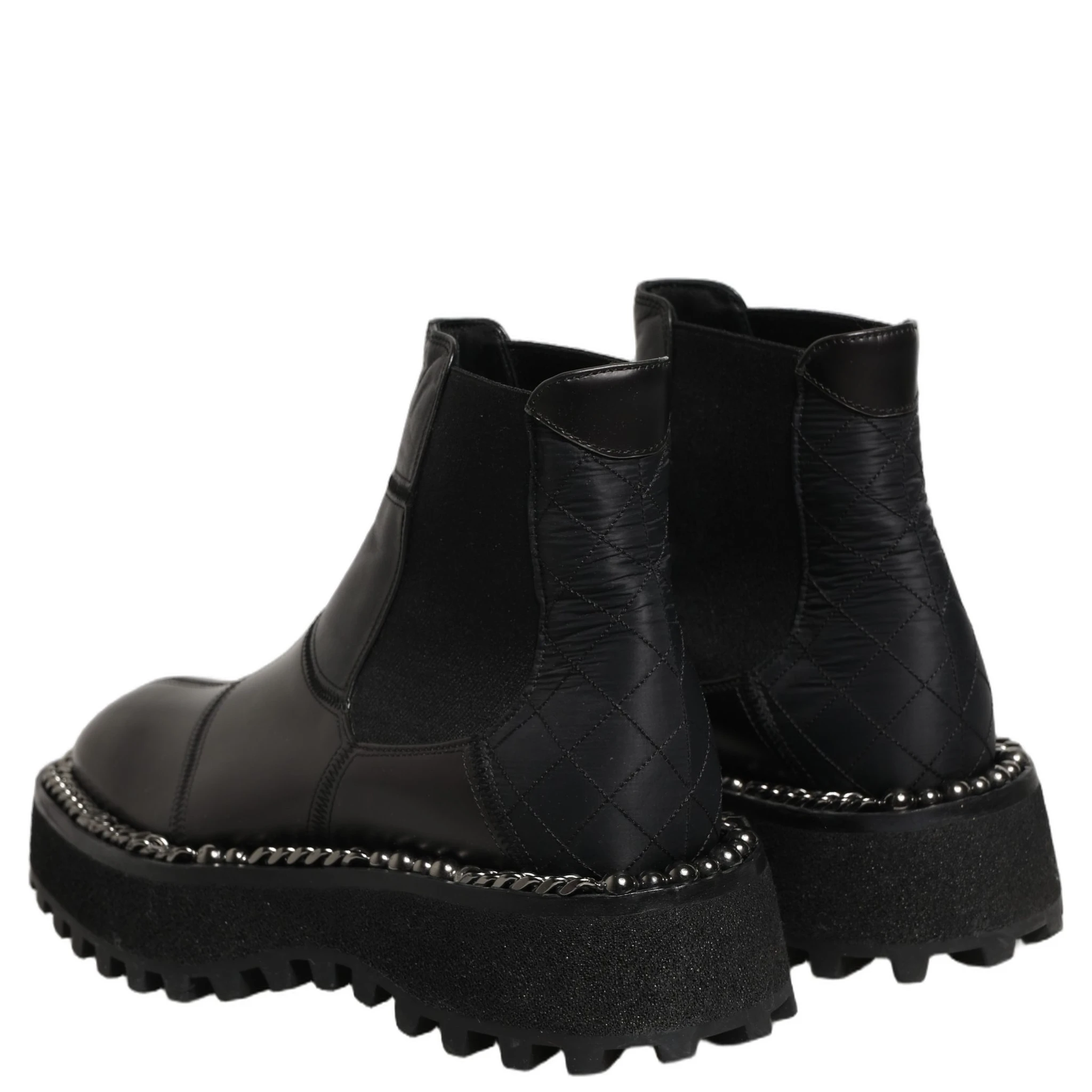 Black Leather Slip On Chelsea Boots Shoes