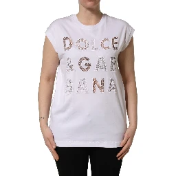 White Logo Round Neck Sleeveless T-shirt