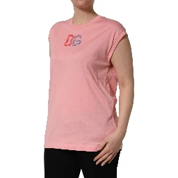 Pink Cotton DG Logo Round Neck Tank T-shirt