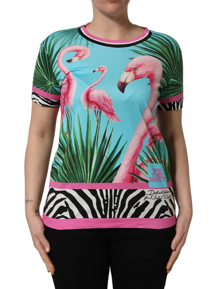 Multicolor Flamingo ZebraStriped Trim T-shirt alternative