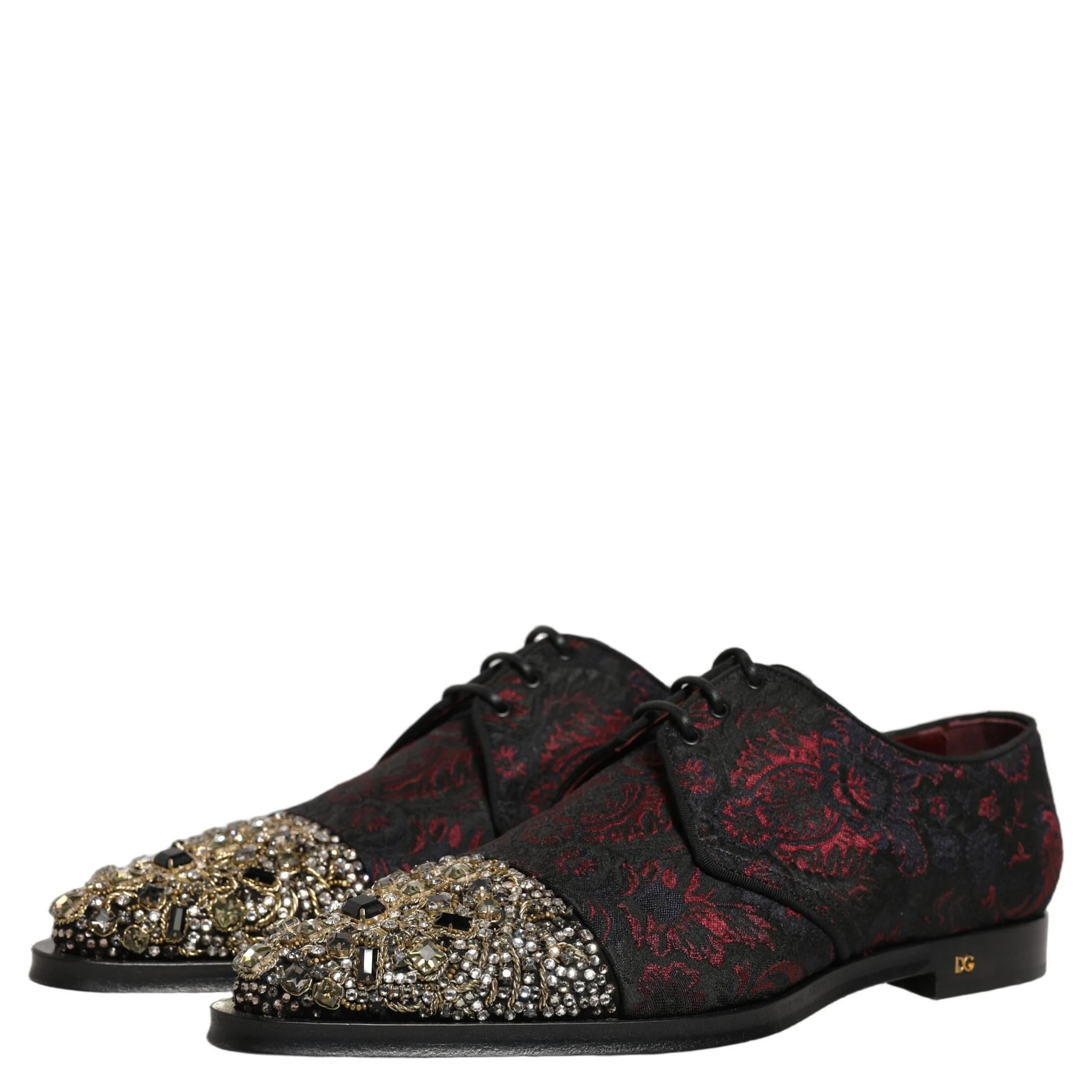Black Red Embellished Derby Dress Formal Shoes