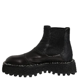 Black Leather Slip On Chelsea Boots Shoes