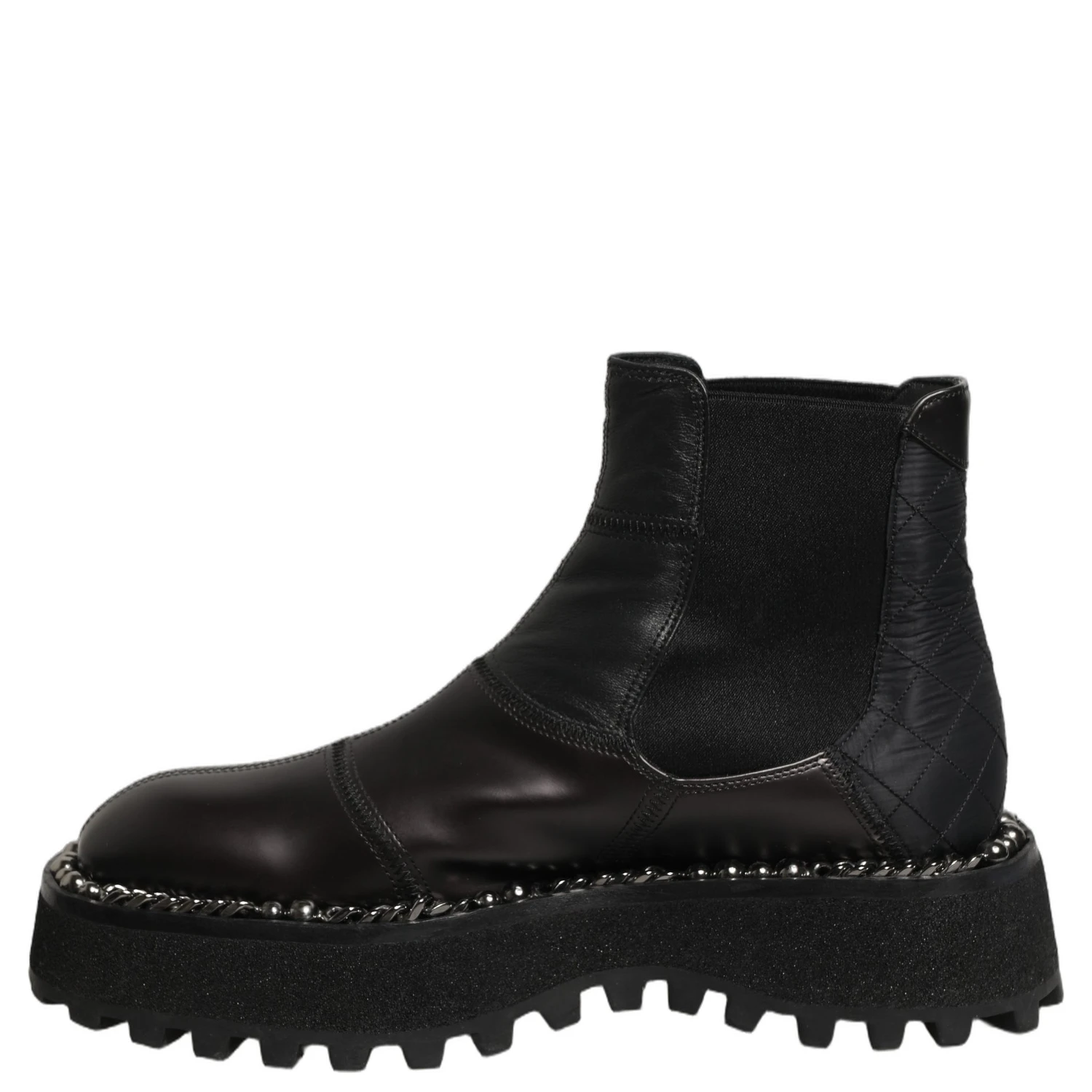 Black Leather Slip On Chelsea Boots Shoes