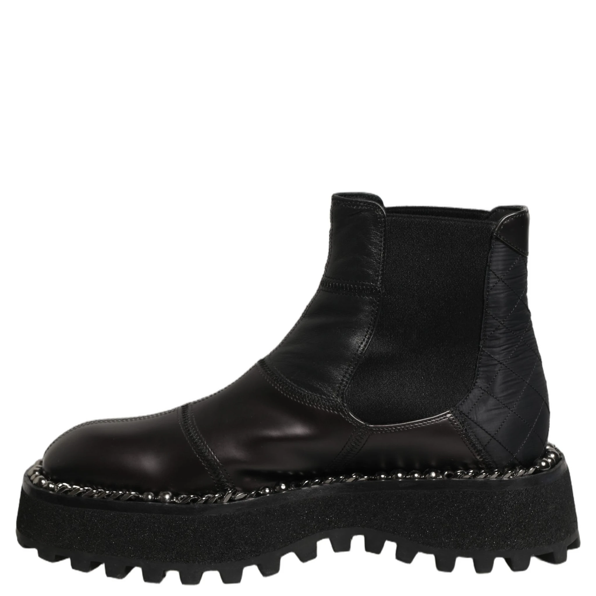 Black Leather Slip On Chelsea Boots Shoes