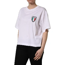 White Italia Flag Patch Round Neck T-shirt