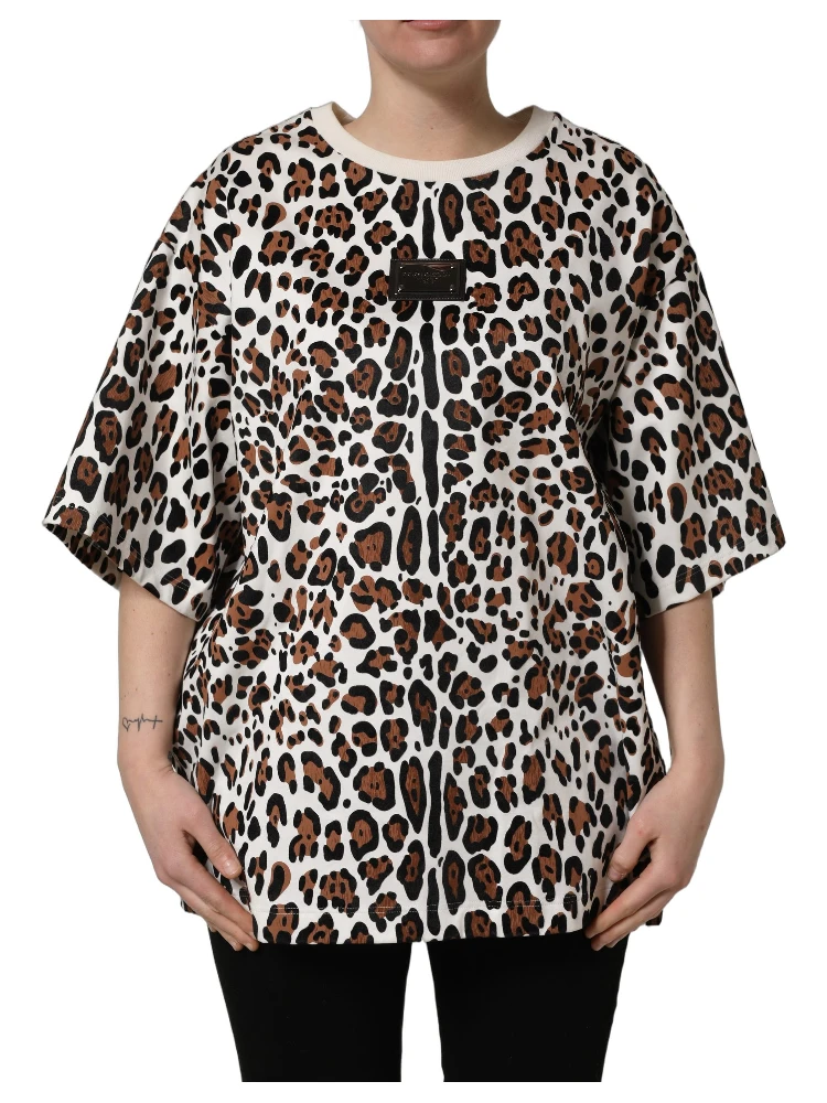 Multicolor Leopard Print Crew Neck T-shirt alternative