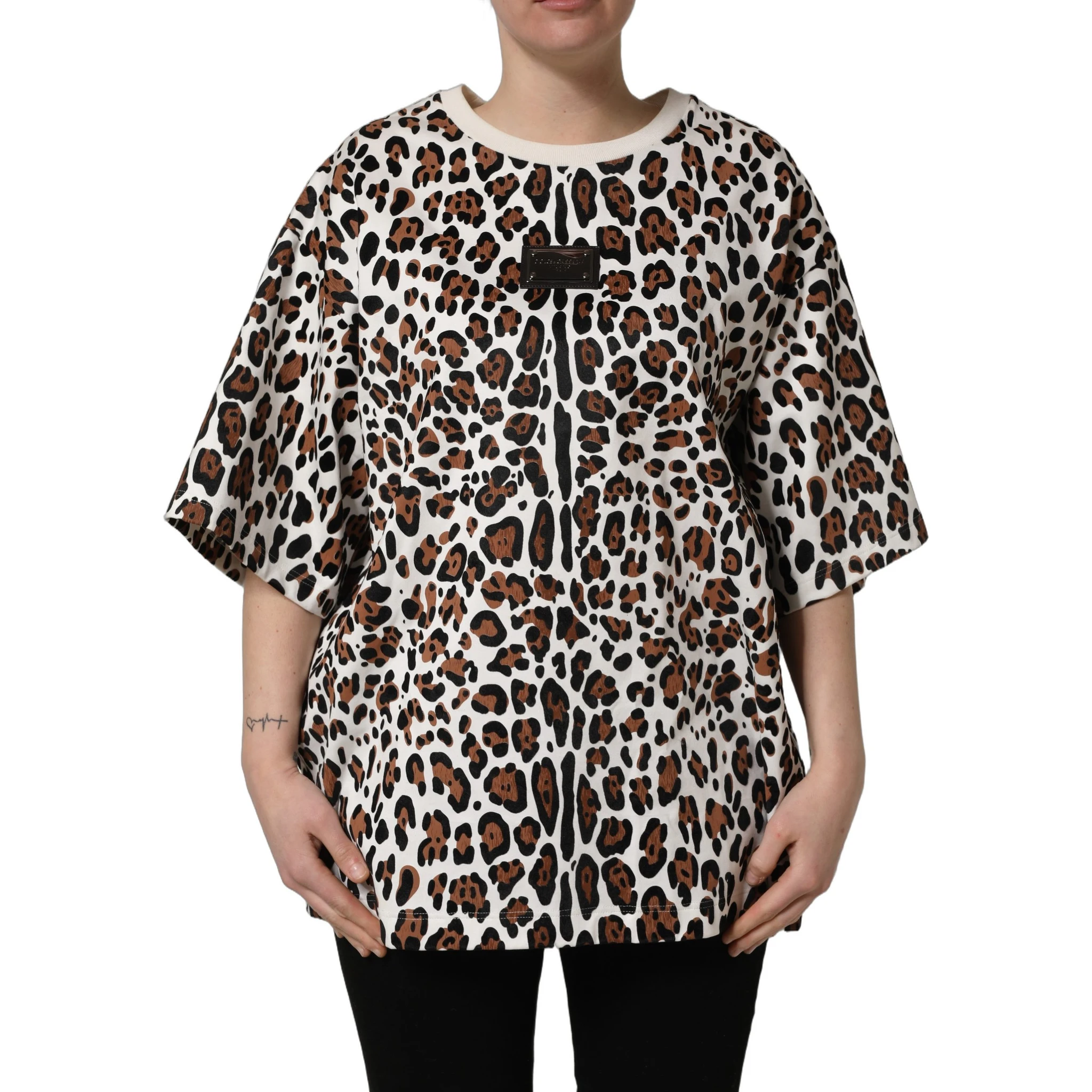 Multicolor Leopard Print Crew Neck T-shirt